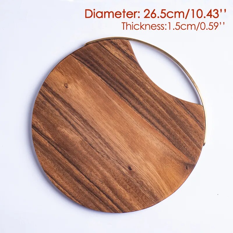 Round Wooden Cutting Board with Unique Handle design