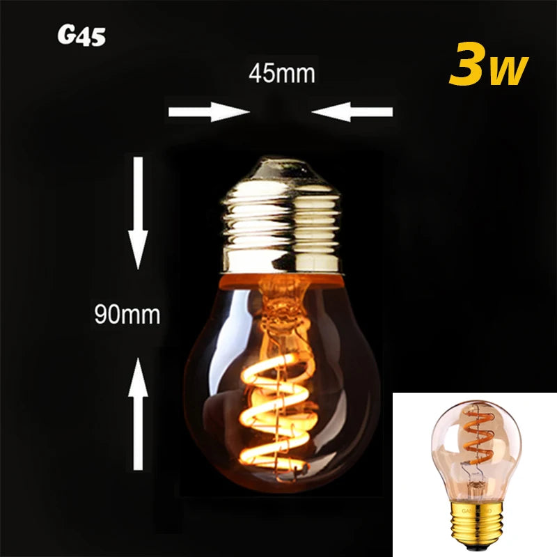 Retro Dimmable LED Edison Bulb with Gold Spiral Filament