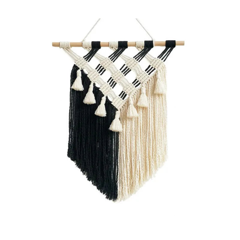 Hand-woven Macrame Wall Hanging with Fringe