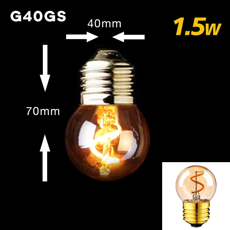 Retro Dimmable LED Edison Bulb with Gold Spiral Filament