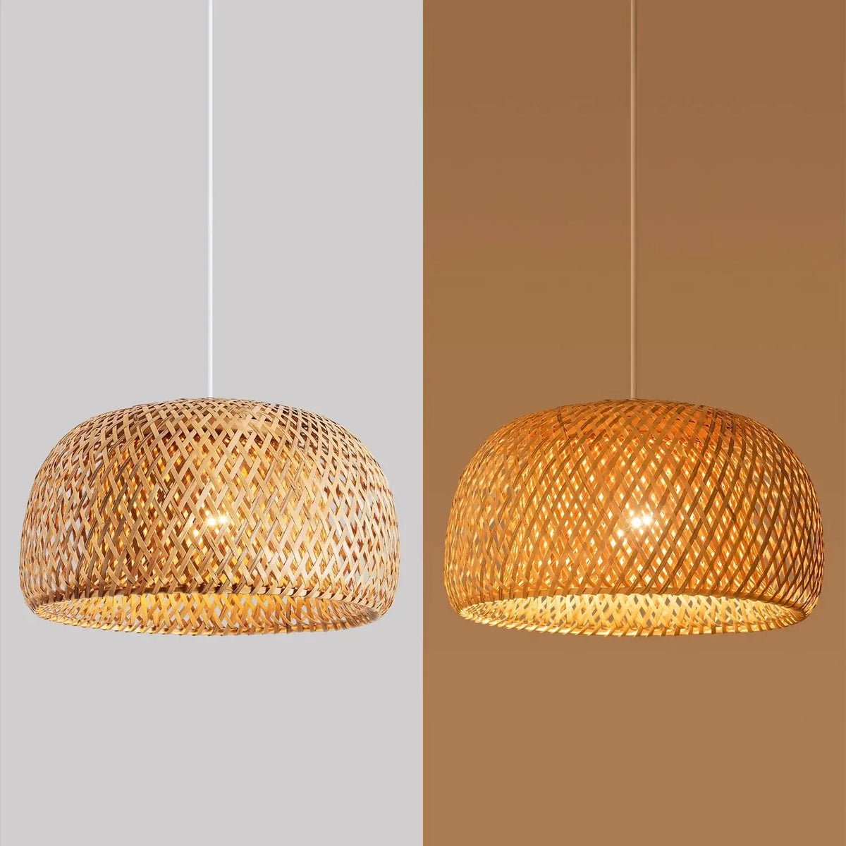 Bamboo Chandelier with Rattan Pattern