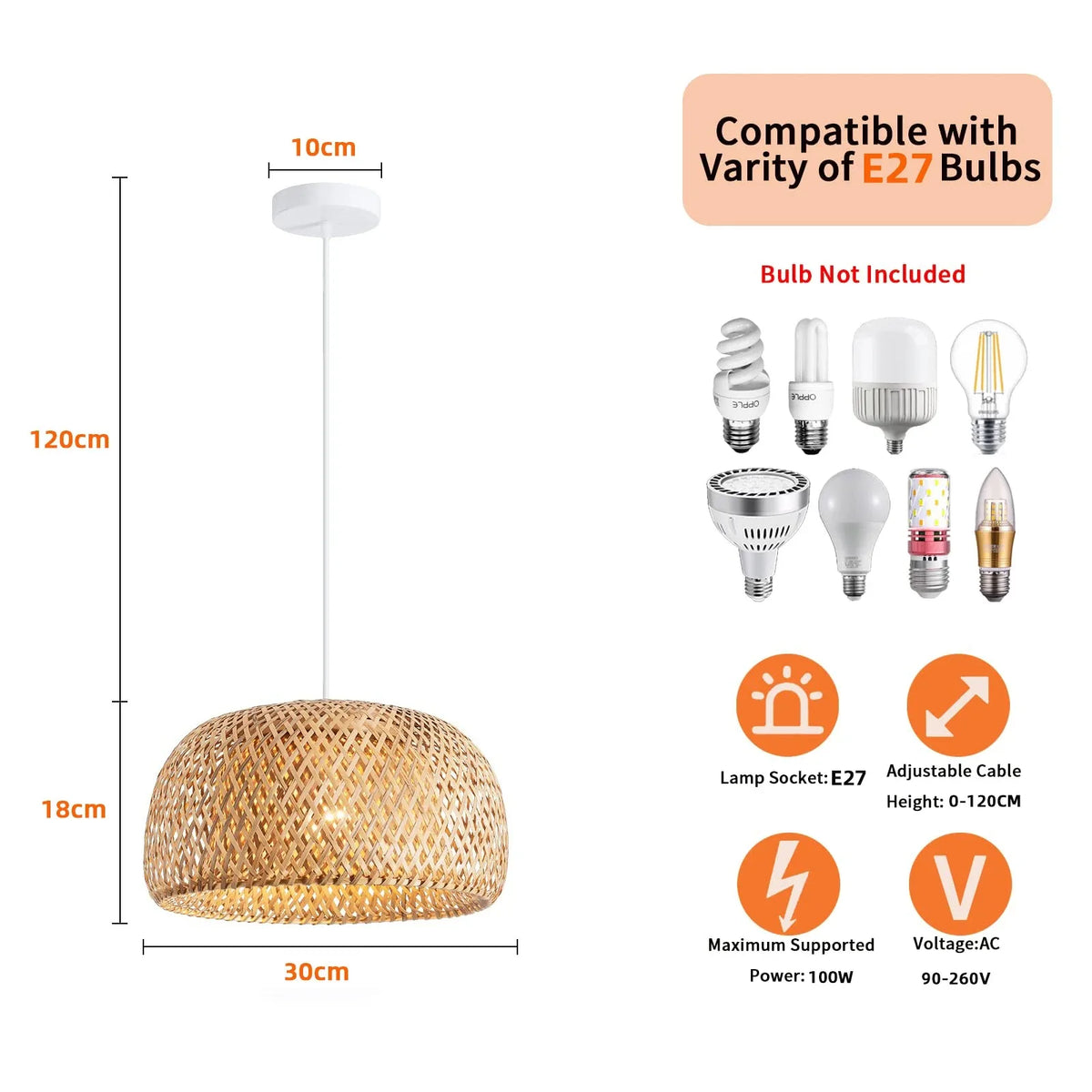 Bamboo Chandelier with Rattan Pattern