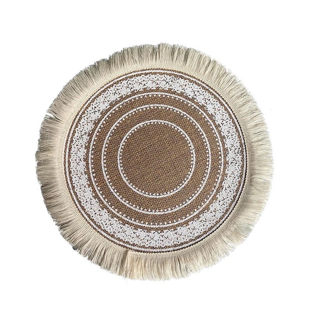 Vintage Round Linen handwoven Placemats