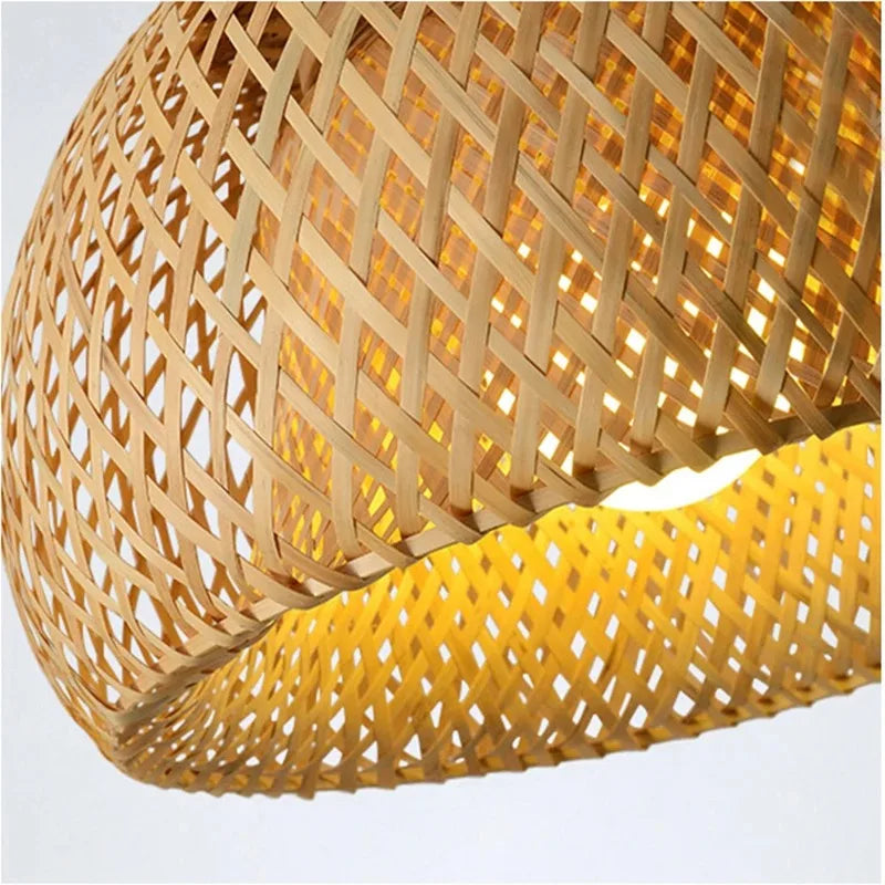 Bamboo Chandelier with Rattan Pattern
