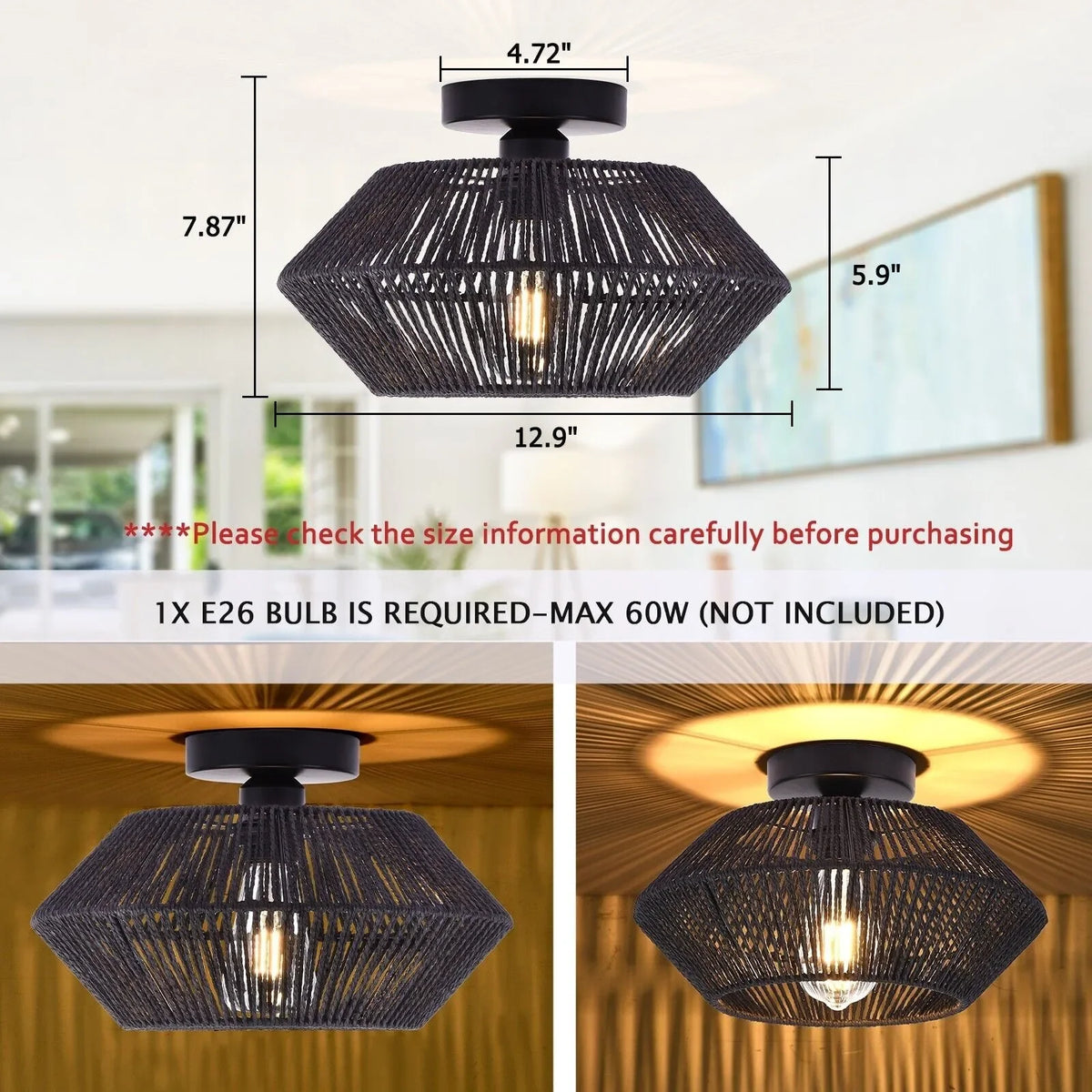 Rattan Ceiling Light Chandelier