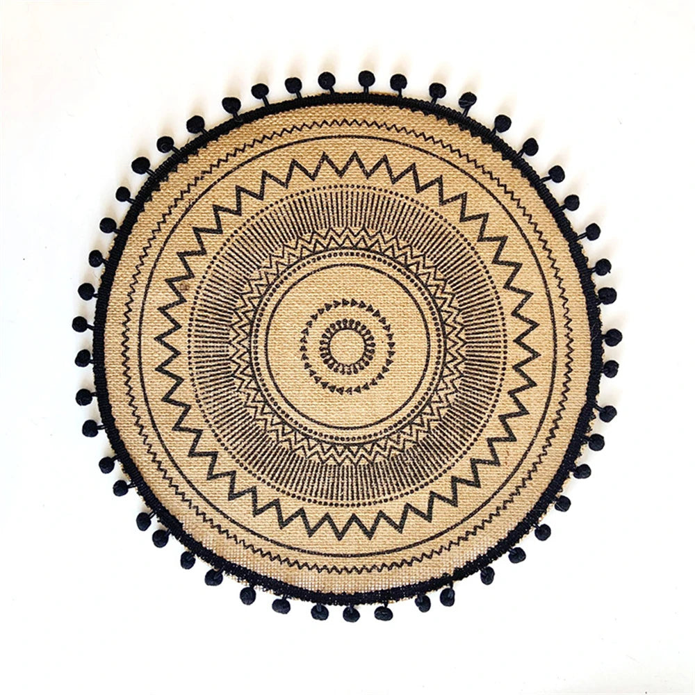Vintage Round Linen handwoven Placemats