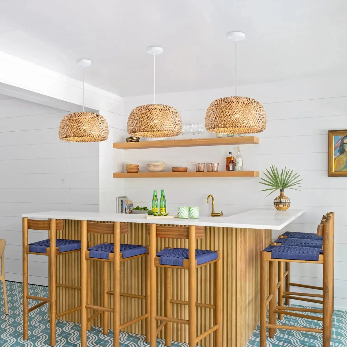 Bamboo Chandelier with Rattan Pattern