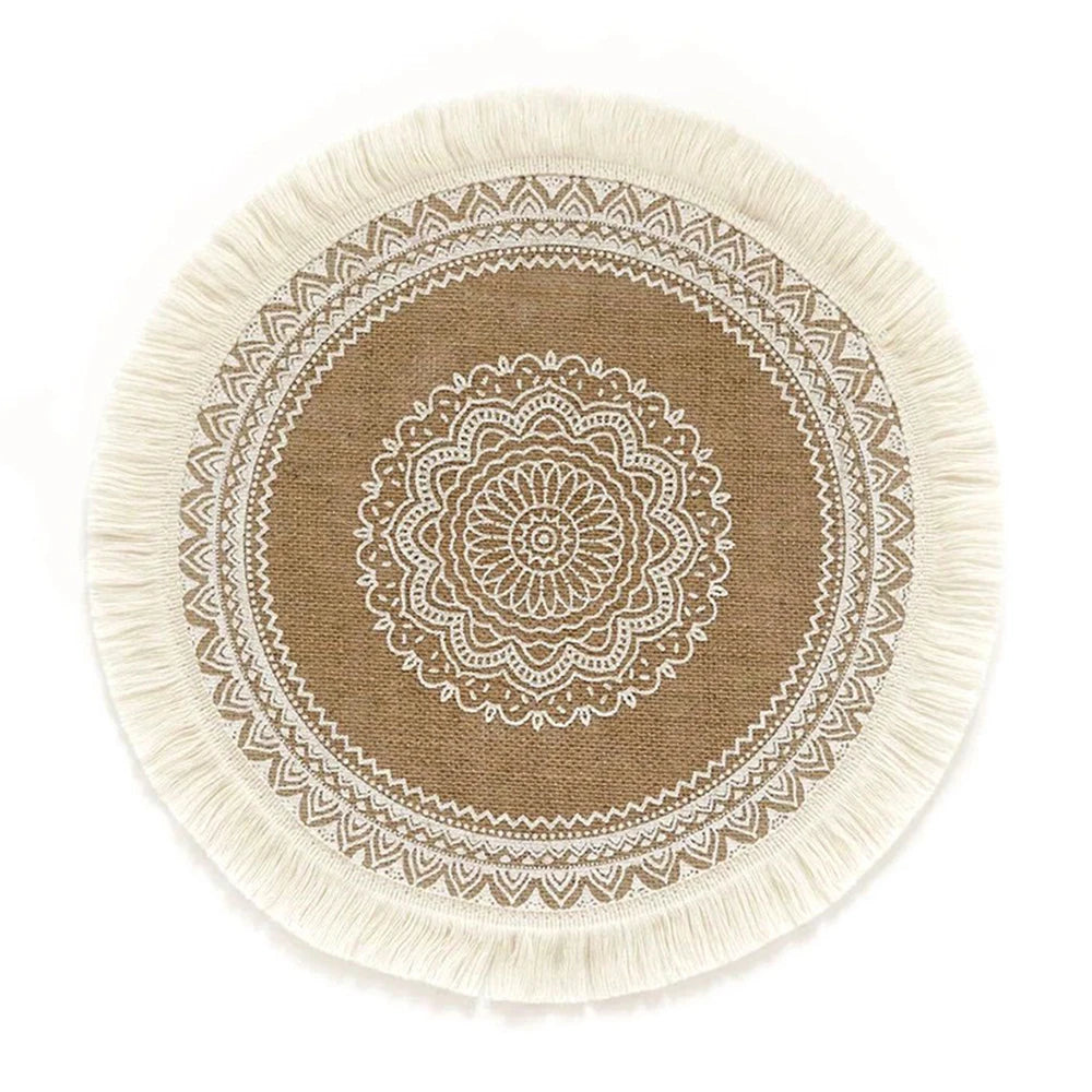 Vintage Round Linen handwoven Placemats