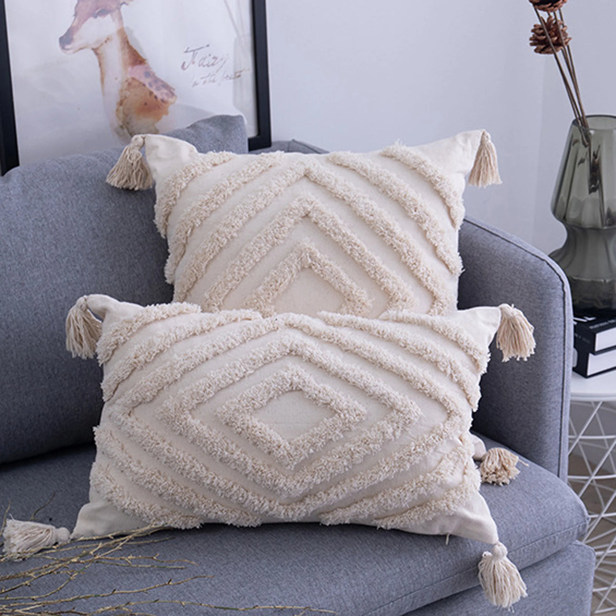 Tassels Tufted Throw Pillow Covers