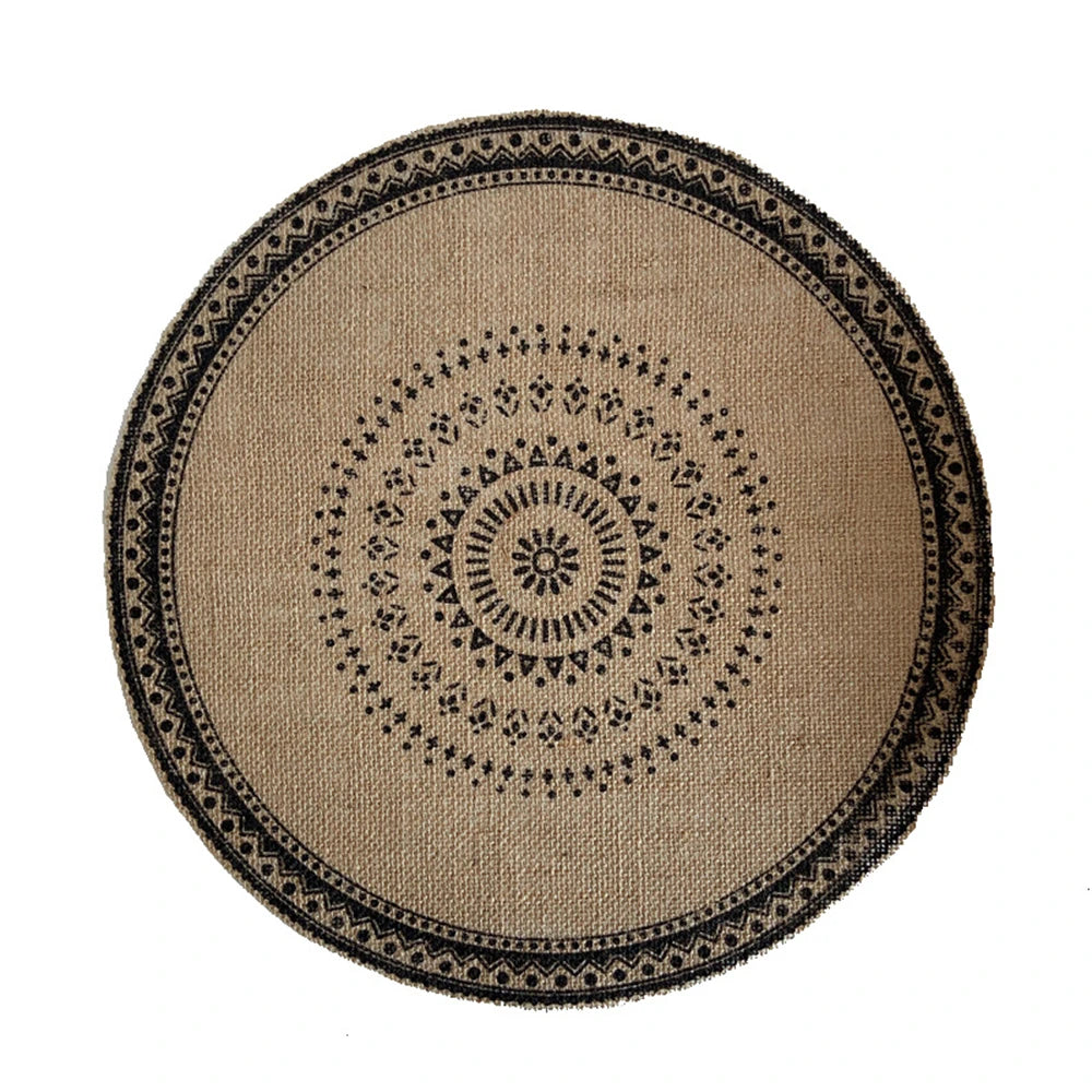 Vintage Round Linen handwoven Placemats