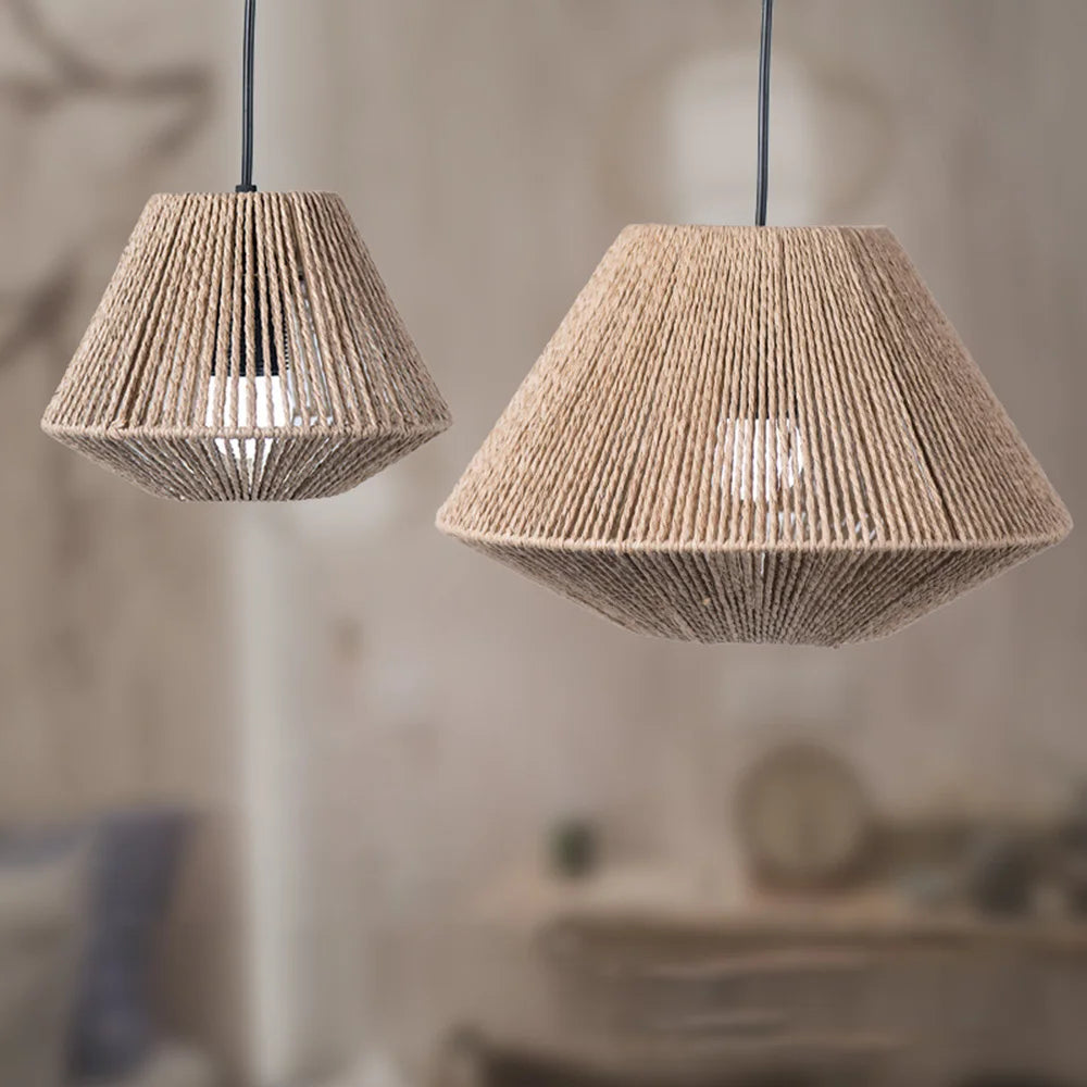 Rattan Geometric Shade Light