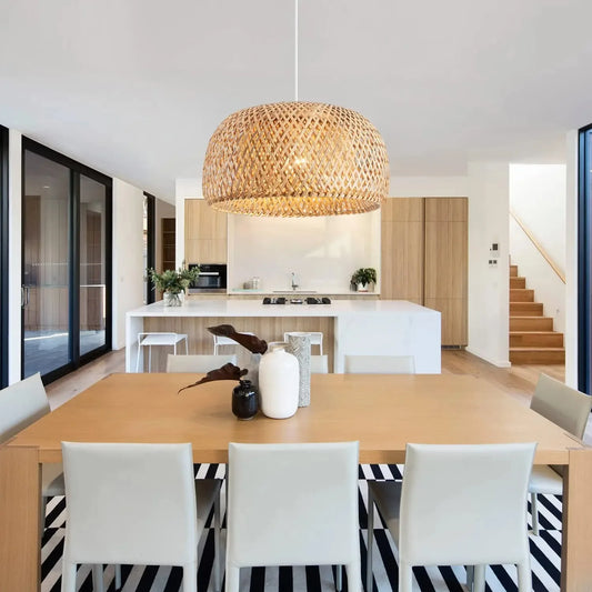 Bamboo Chandelier with Rattan Pattern